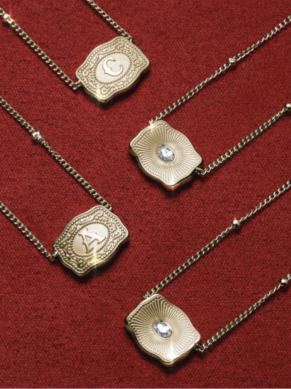 SPURWEST ✨ petite gold C Initial belt buckle, Gem Accent on back side - Pendant